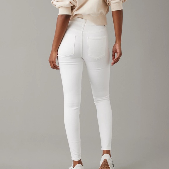 American Eagle Next Level Stretch White Super High Rise Cotton Denim Jegging NEW - Picture 2 of 16
